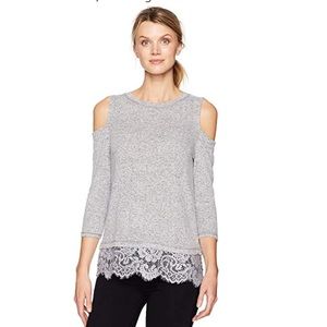 Democracy Lace Hem Could Shoulder Long Sleeve Tee